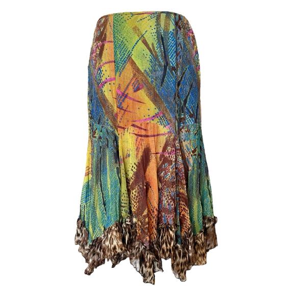 VTG Alberto Makali Asymmetric Y2k Slip Skirt 8 Abstract Ruffle Handkerchief Hem - Picture 1 of 9